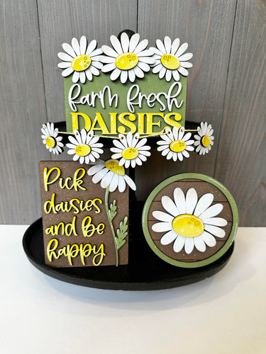 Daisies Tiered Tray - Unpainted - Choose a Piece or Entire Set