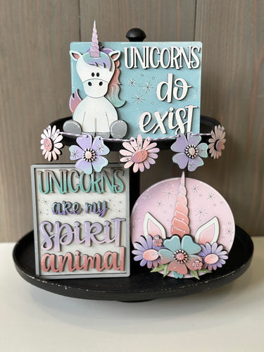 Unicorn Tiered Tray - Unpainted - Choose a Piece or Entire Set