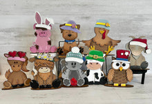 Load image into Gallery viewer, Animals with Interchangeable Hats - Unpainted