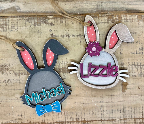 Personalized Easter Bunny Basket Tag - Painted