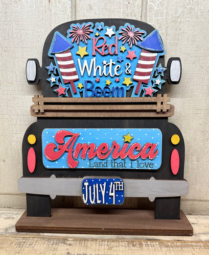 Patriotic Red, White & Boom Insert for Truck Shelf Sitter, Hanging Truck, Breadboard or Door Hanger (NOT included, sold separately)