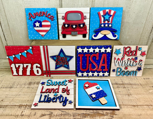 Interchangeable 4th of July Inserts for Ladder or Frames - Unpainted