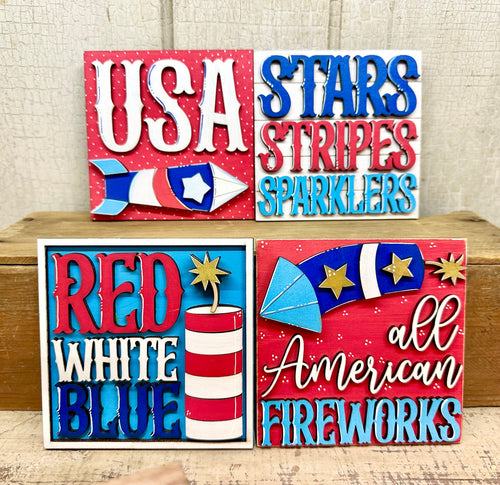 Interchangeable Patriotic 4th of July Inserts for Ladder or Frames - Unpainted