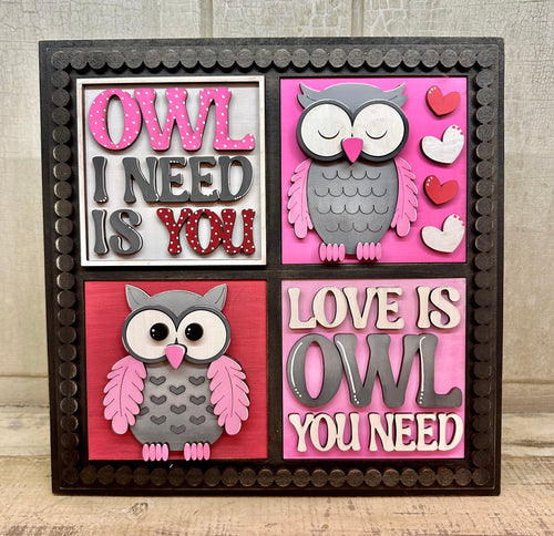 Interchangeable Valentine Owl Inserts for Ladder or Frames - Unpainted -