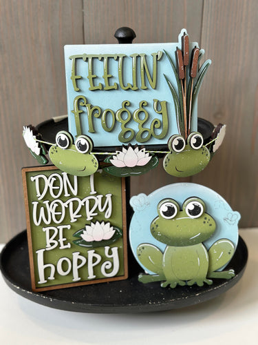 Frog Tiered Tray - Unpainted - Choose a Piece or Entire Set