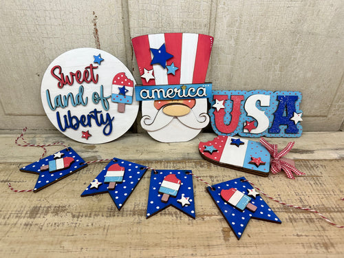 Uncle Sam 4th of July Tiered Tray - Unpainted - Choose a Piece or Entire Set
