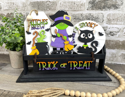 Halloween Gnome Witch  Interchangeable Inserts (for Wagon or Shelf Sitter), unpainted