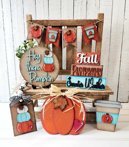 Fall Pumpkin  Tiered Tray -Unpainted - Pieces or Entire Set