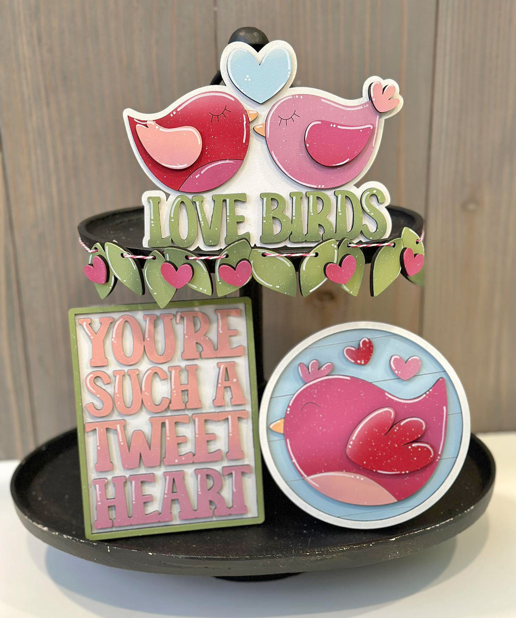 Valentine Lovebirds Tiered Tray Kit - Unpainted - Choose a Piece or Entire Set