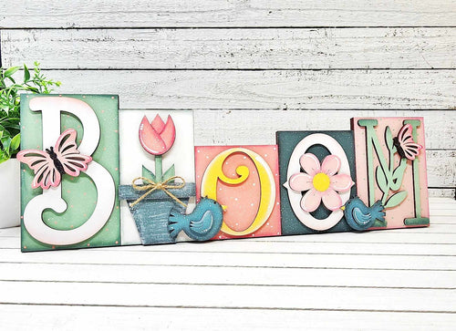 Bloom Block Word Sign - Unpainted