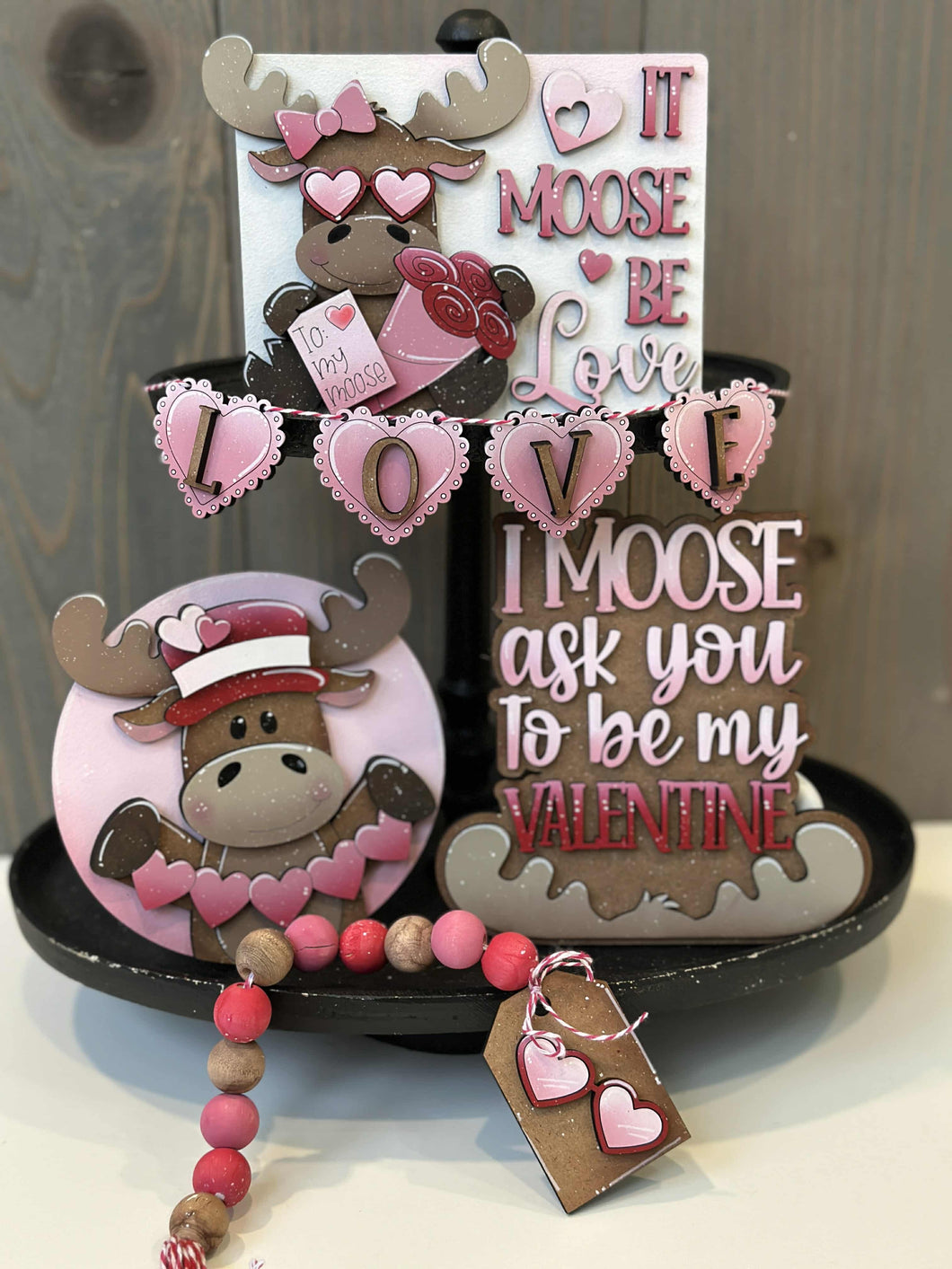 Valentine Moose Tiered Tray - Unpainted - Buy a piece or entire set