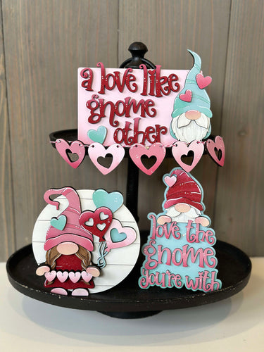 Valentine Gnome Tiered Tray - Unpainted - Buy a piece or entire set