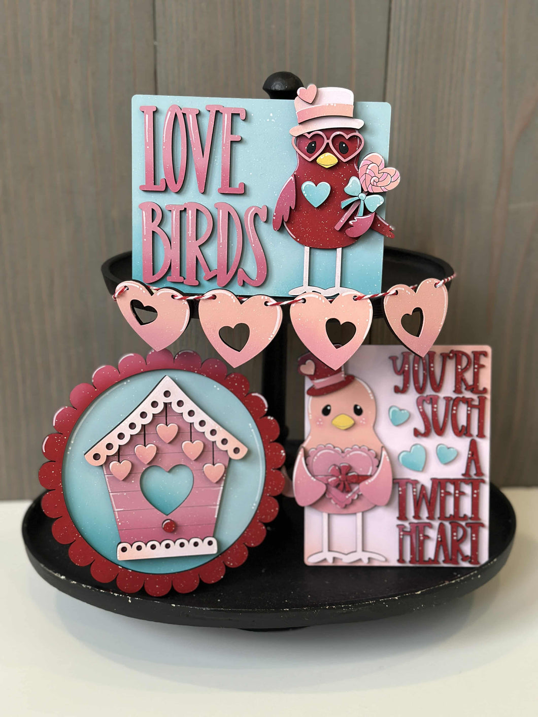 Valentine Love Birds Tiered Tray - Unpainted - Buy a piece or entire set