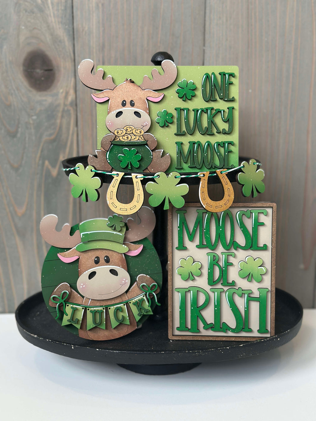 St. Patrick's Day  Moose Tiered Tray - Unpainted - Buy a piece or entire set