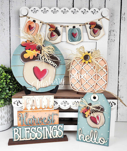 Fall Harvest blessings Decor Set - Unpainted - Choose a Piece or the Entire Set
