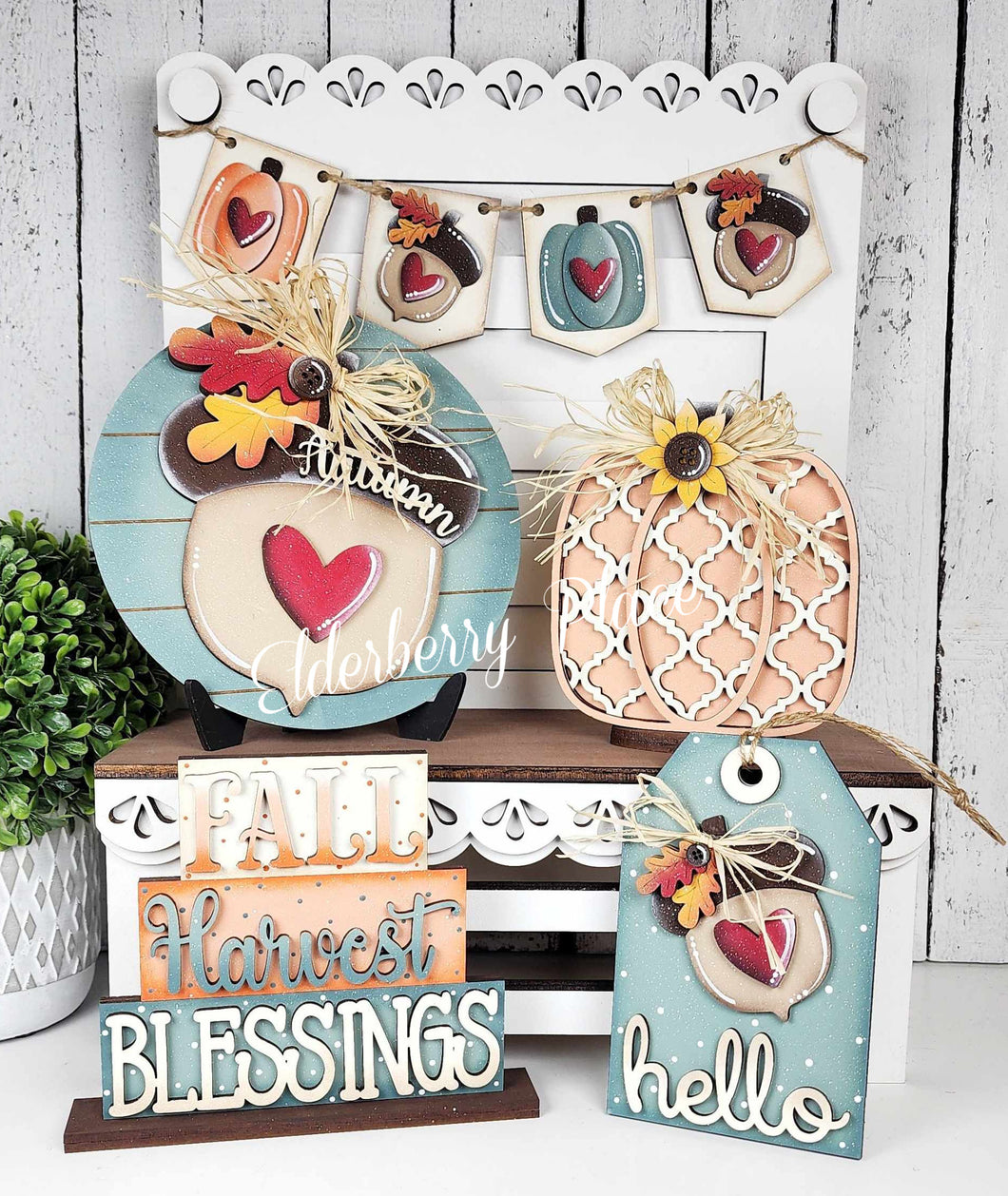 Fall Harvest blessings Decor Set - Unpainted - Choose a Piece or the Entire Set