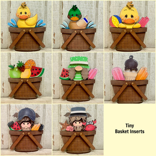 7 New Tiny Basket Summer Inserts - Unpainted