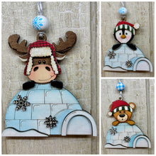 Load image into Gallery viewer, Igloo Moose, Bear or Penguin Ornaments  - Unpainted &amp; Unassembled