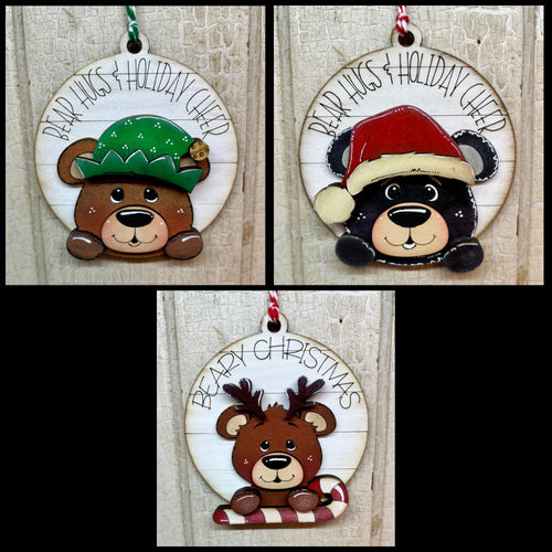 Christmas Bear Ornaments - Unpainted