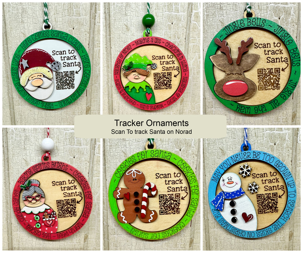 Christmas Tracker Ornaments - Unpainted - Scan to Track Santa on NORAD