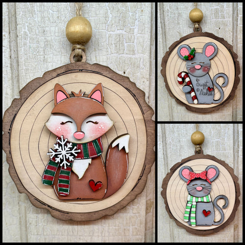 Wood Slice Forest Friends Ornaments - Unpainted