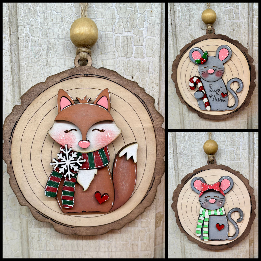 Wood Slice Forest Friends Ornaments - Unpainted