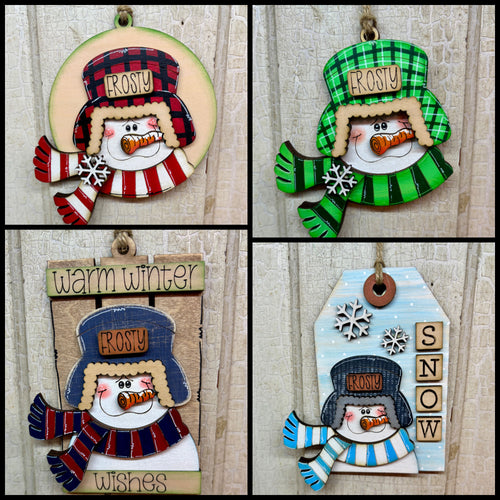 Snowman Ear Flap Hat Ornaments  - Unpainted & Unassembled