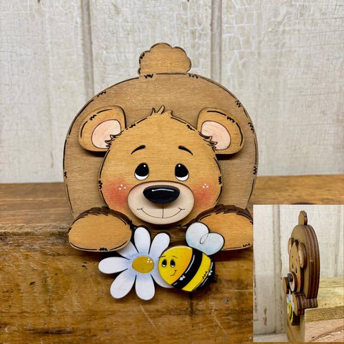 Bear with Bee Hangover Shelf Sitter - Unpainted & Unassembled