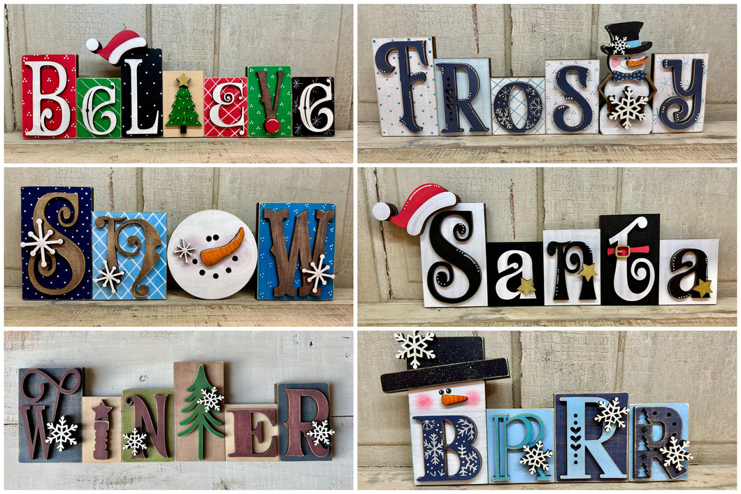Christmas / Winter Block Word Sign - Unpainted