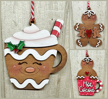 Load image into Gallery viewer, Gingerbread Man Ornaments - DIY - 3 Designs