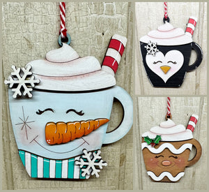 Holiday Cocoa Cup Ornament - DIY - 3 Designs