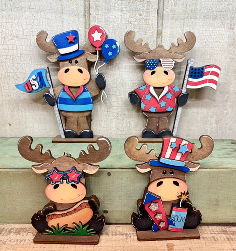 4th of July Patriotic Moose - Unpainted