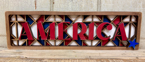 Chunky Patriotic America Barn Quilt Sign - Unpainted