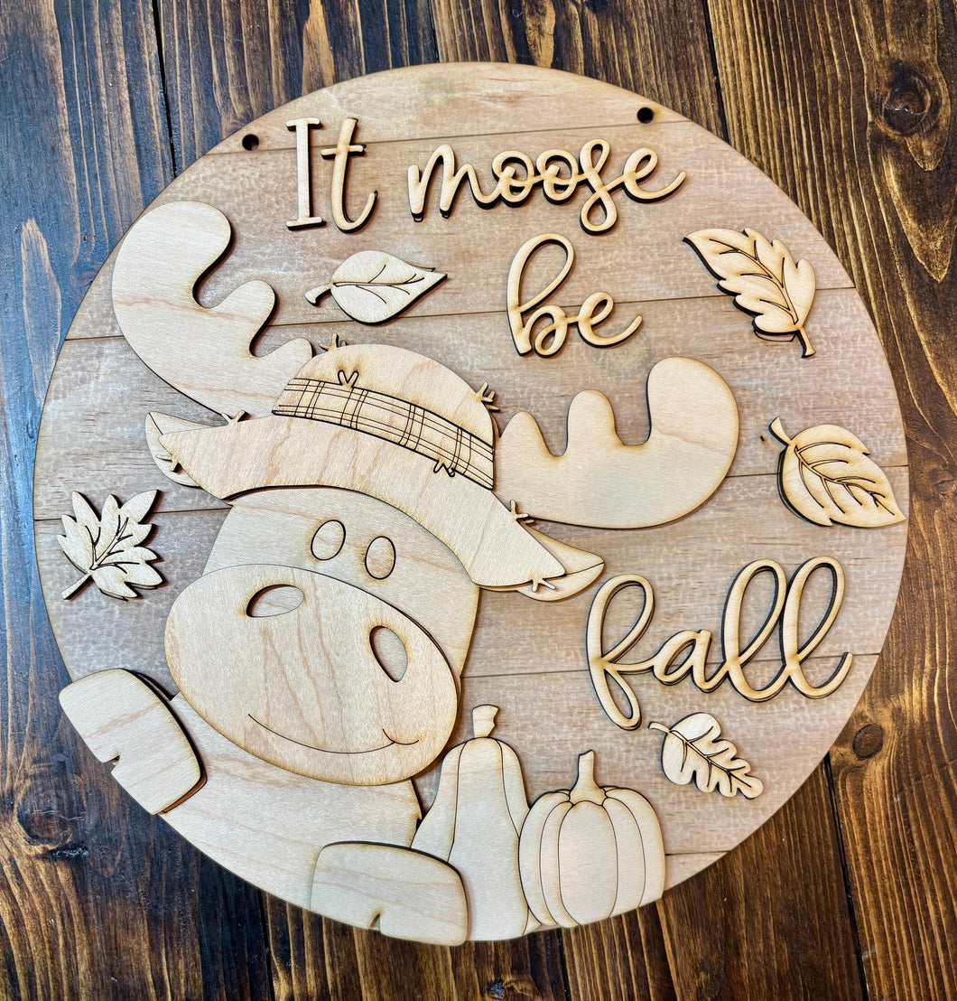 Fall Moose Door Hanger - Unpainted