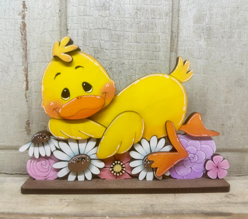 Duck with Flowers Shelf Sitter - Unpainted & Unassembled