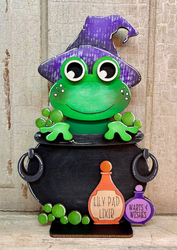 Halloween Frog Witch Shelf Sitter  - Unpainted (Copy