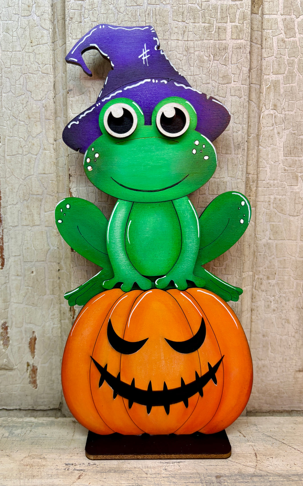 Halloween Frog Jack-O-Lantern Shelf Sitter  - Unpainted