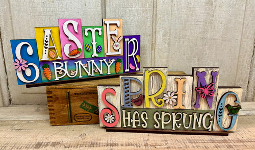Spring & Easter Block Word Shelf Sitter - Unpainted
