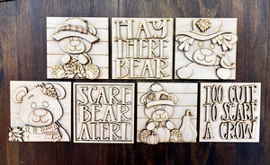 Fall Bear Ladder or Frame Inserts - Unpainted