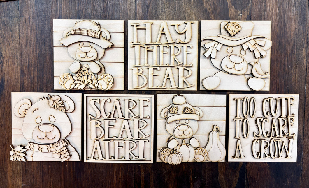 Fall Bear Ladder or Frame Inserts - Unpainted