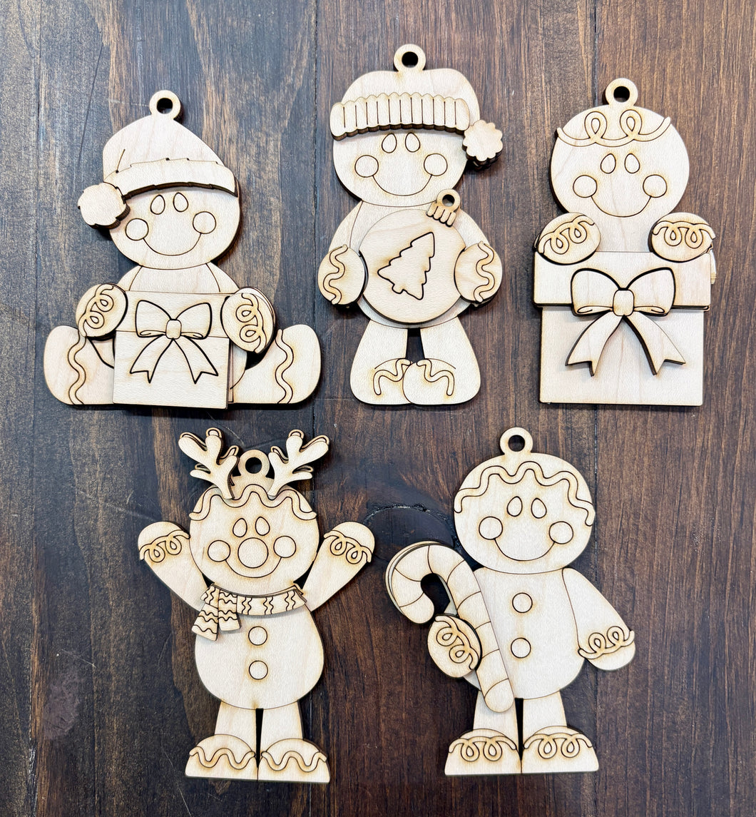 Cute Gingerbread Ornaments - Unpainted