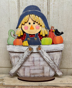Boy or Girl Scarecrow Basket Inserts - Unpainted