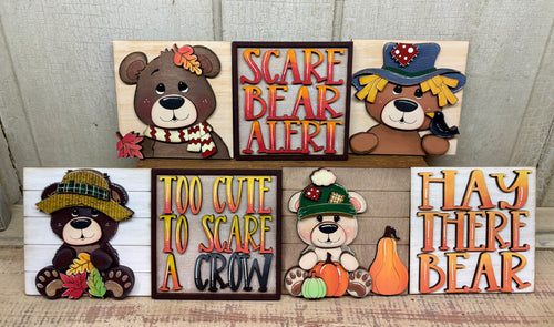 Fall Bear Ladder or Frame Inserts - Unpainted