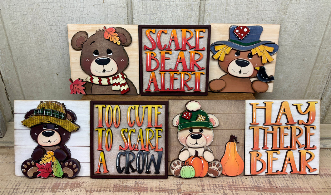 Fall Bear Ladder or Frame Inserts - Unpainted