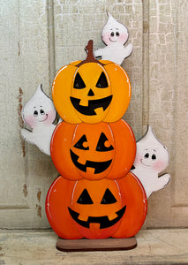 Cute Ghosts Pumpkin Shelf Sitter - Unpainted