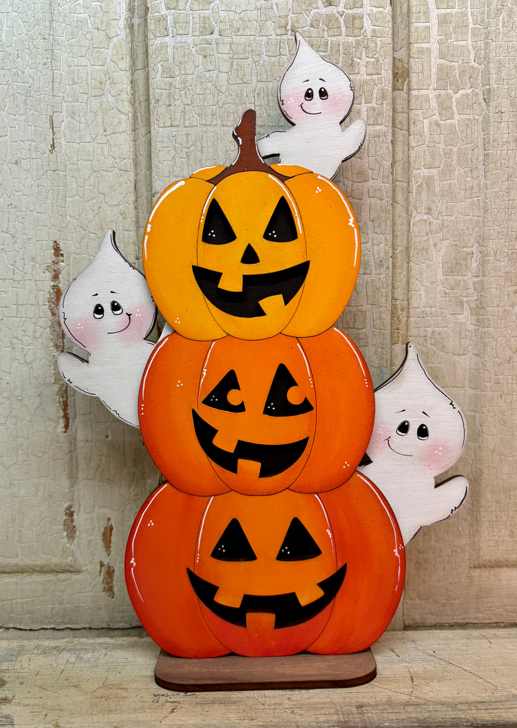 Cute Ghosts Pumpkin Shelf Sitter - Unpainted