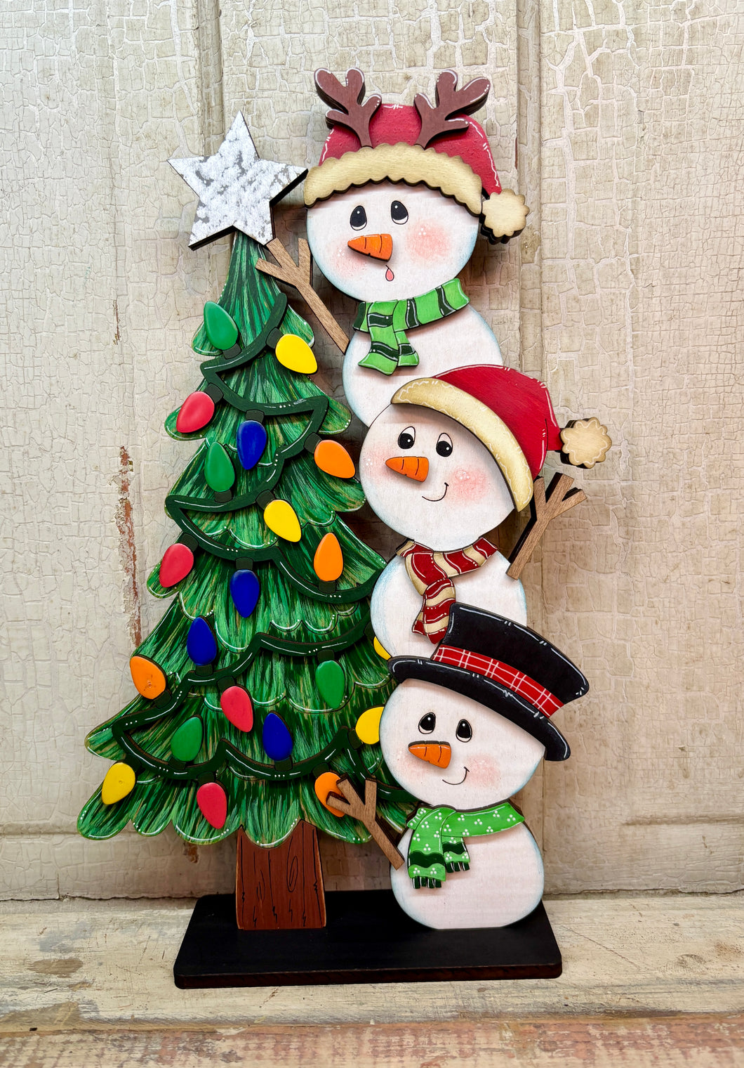 Christmas Tree with Snowmen - Unpainted & Unassembled
