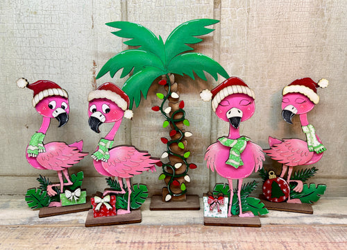 Christmas Flamingos  - Unpainted & Unassembled
