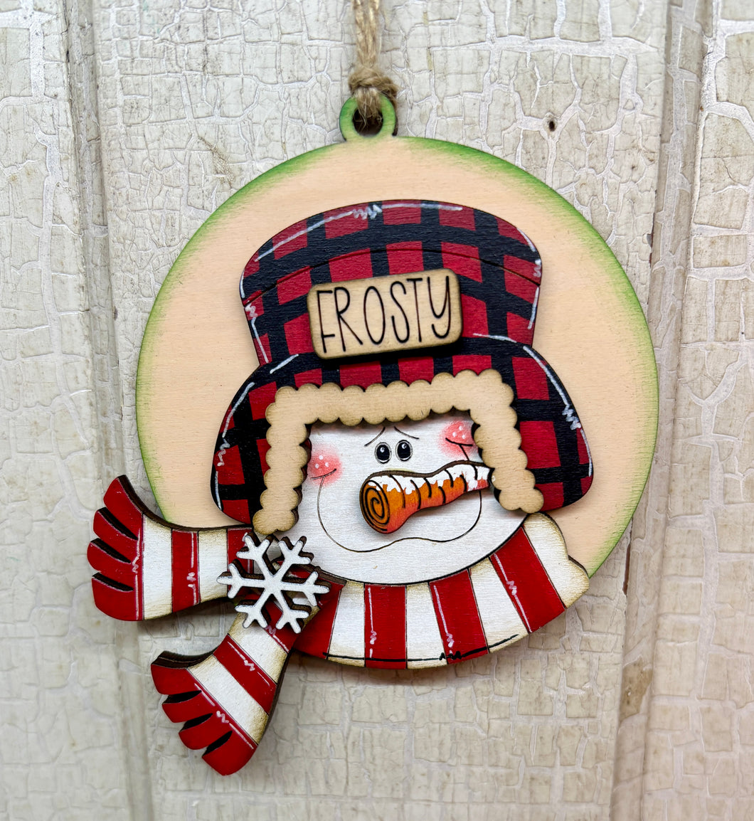 Snowman Ear Flap Hat Ornaments  - Unpainted & Unassembled