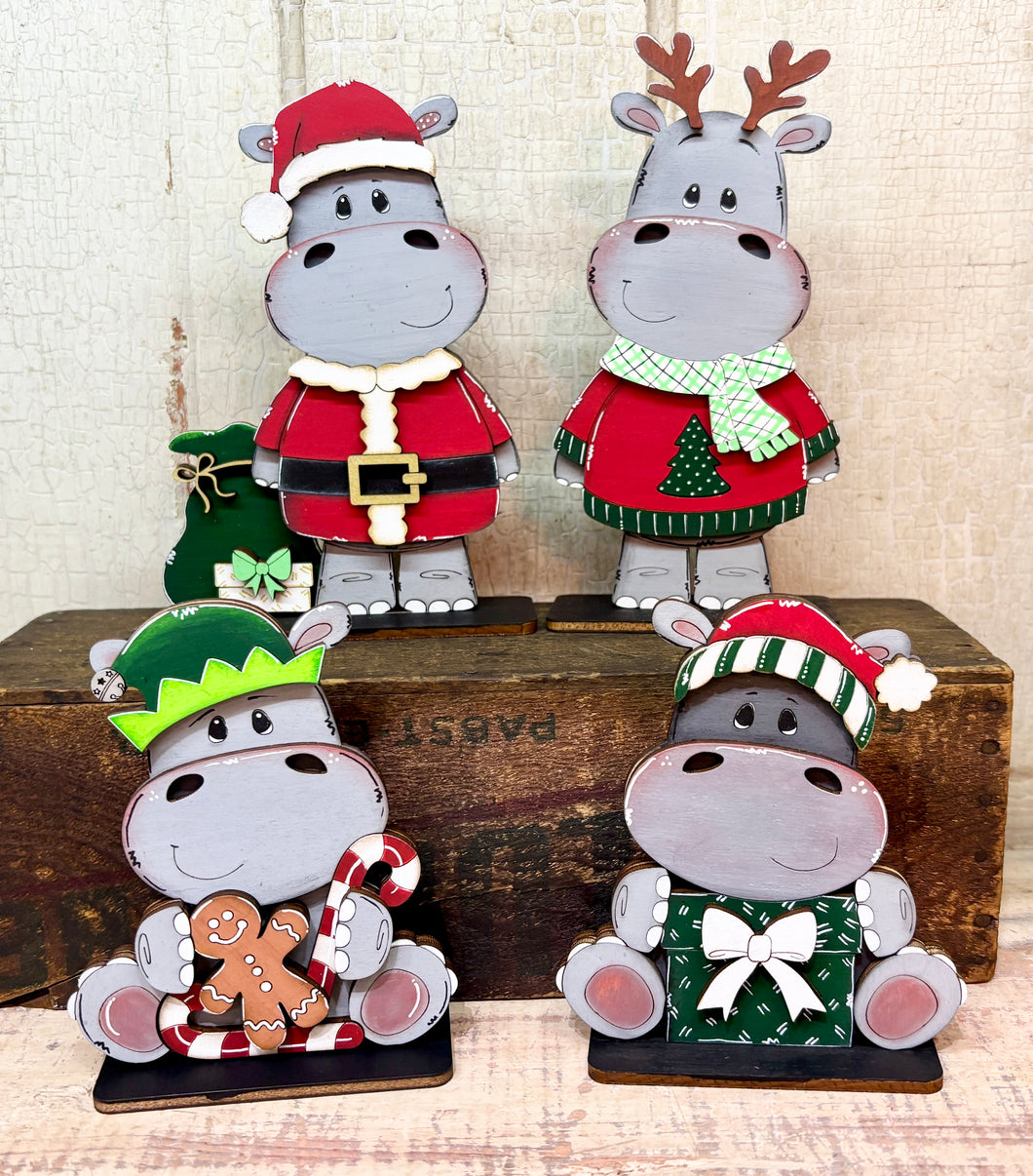 Christmas Hippos  - Unpainted & Unassembled